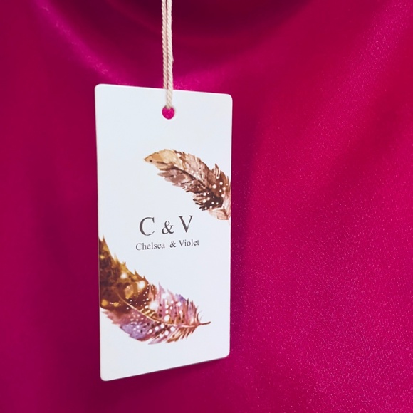 NWT Chelsea & Violet Hot Pink Sleeveless Cowl Neck Midi Slip Population Dress S - Picture 5 of 15